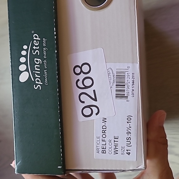 Spring Step Leather Peep-toe Wedge Sandals Belford White Size 9.5 or 10 - Picture 12 of 12